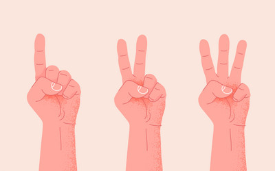 set of counting one two three hand sign vector image
