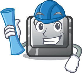 architect q button on cartoon keyboard vector image
