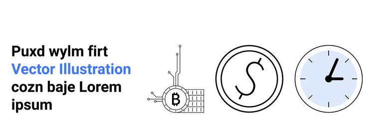 bitcoin circuit startup success symbol and clock vector image
