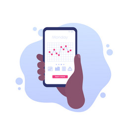 Glucose levels chart in mobile app vector