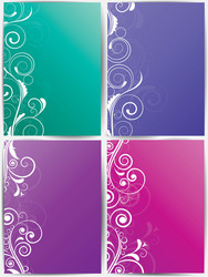 Set of abstract cards with flowers vector