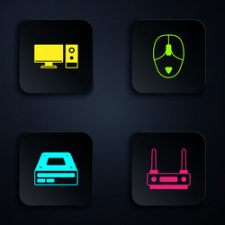 set router and wi-fi signal computer monitor vector image
