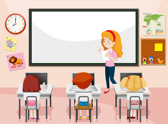 Students in a Computer Class vector image