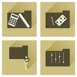 Concept of flat icons with long shadow folder vector