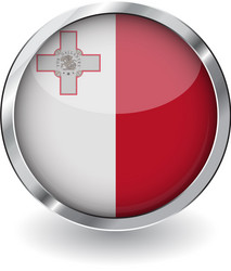 flag of malta button with metal frame and shadow vector