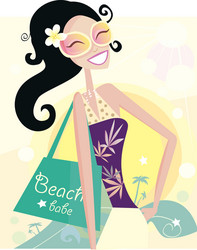 Woman at nude beach concept Royalty Free Vector Image