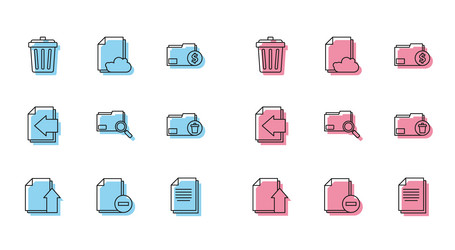 set line upload file document with minus vector image