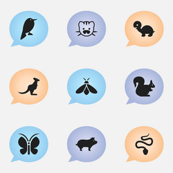 Set of 9 editable zoo icons includes symbols vector