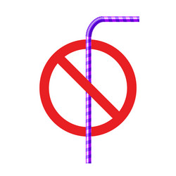 Stop plastic straw tube ban symbol ocean vector