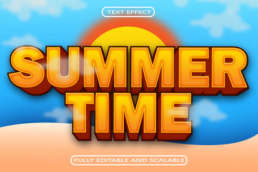 summer time editable text effect 3d emboss modern vector image