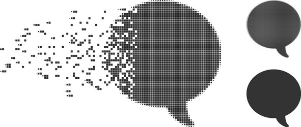 decomposed pixel halftone message bubble icon vector