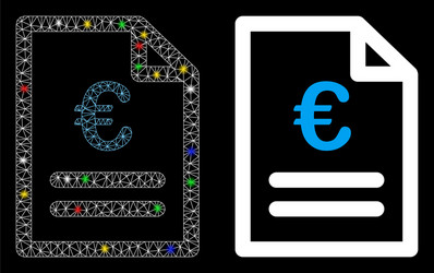 glowing mesh wire frame euro invoice icon vector image