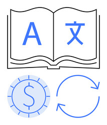 language learning concept with open book currency vector image