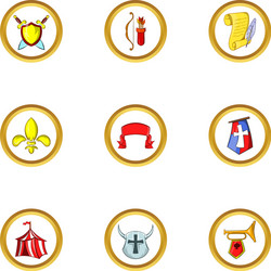 Medieval army icon set cartoon style vector