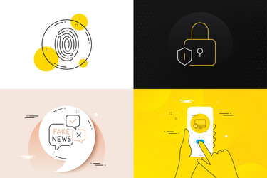 minimal set of lock seo and fingerprint line vector image