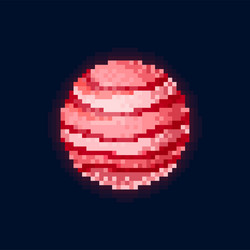 pink planet in outer space pixel art globe circle vector image
