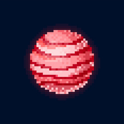 pink planet in outer space pixel art globe circle vector