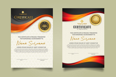 set modern certificate template with flow lines vector image