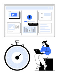 digital workspace management with dashboard timer vector image