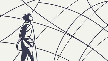 person walking on abstract web path connection vector image