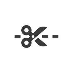 scissors with dashed cut line icon vector