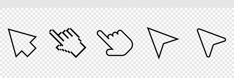 set of cursor icons in line and flat modern design vector image