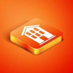 isometric house icon isolated on orange background vector