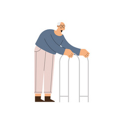 Grandfather avatar old man with walker Royalty Free Vector