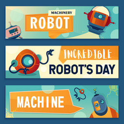 robotic characters banners set vector