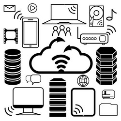 Servers of data center and network elements icons vector