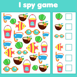 I spy game count summertime beach objects summer vector