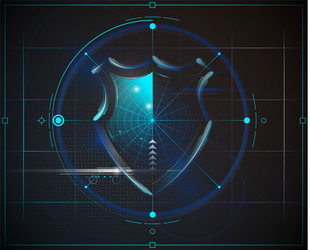 cyber security shield with digital data background vector image