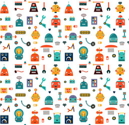 Robots Seamless Pattern - Tech & Fun vector image