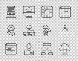set line software cloud computing lock processor vector image