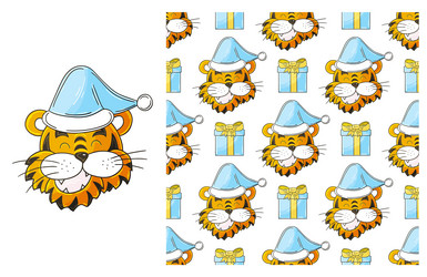 cute set of element and seamless pattern ideal vector image
