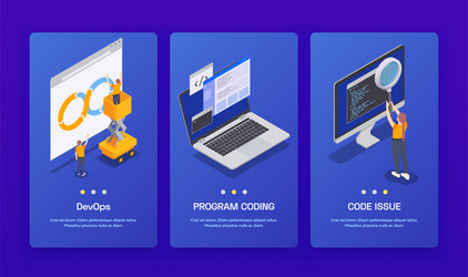 programming coding development isometric banner vector image