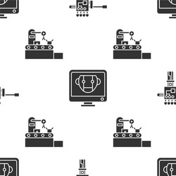 set mechanical robot hand and screwdriver bot vector image
