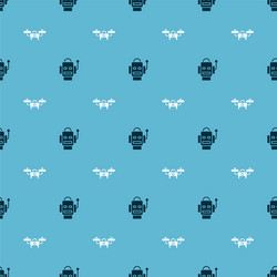 set robot and drone on seamless pattern vector image