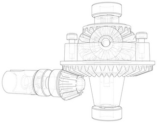 inside view on gearbox cross section with gears vector