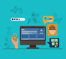mobile security with desktop computer and secure vector