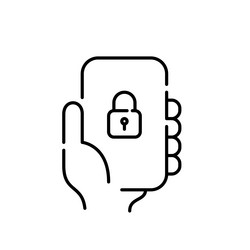 Password protected secure mobile app account hand vector