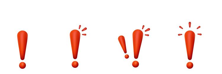 red exclamation points icon in a row vector image