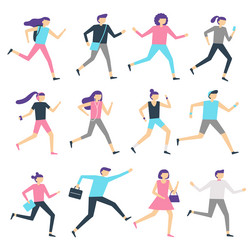 running people man and woman run jogging workout vector