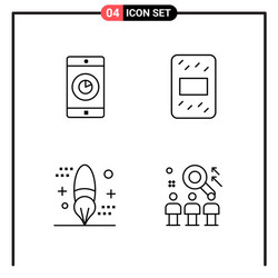 set 4 line style icons for web and mobile vector image