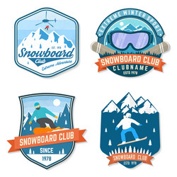 Snowboard Club Patches - Winter Sport Vector Image