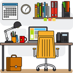 Designer office workspace with computer vector