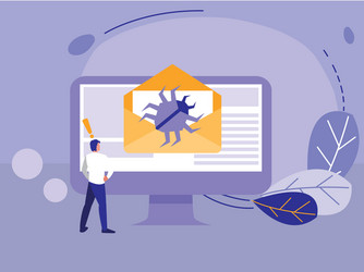 man using desktop with bug in email vector image