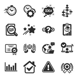 set education icons such as quiz test timer vector image