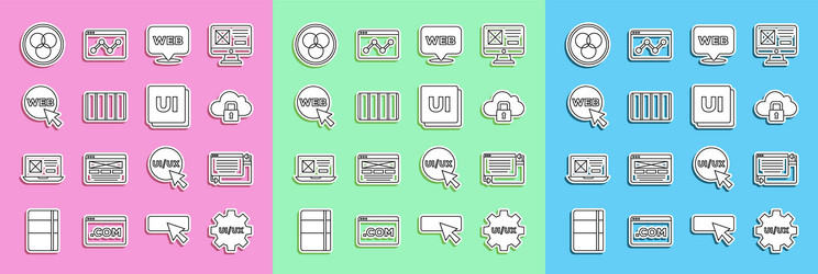 set line ui or ux design cloud computing lock vector image