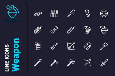 Various weapons for attack icons set vector